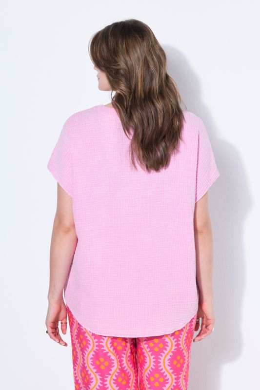 Oversized Cap Sleeve Muslin Blouse
