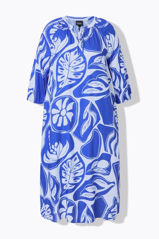 Рокля с графичен тропически принт