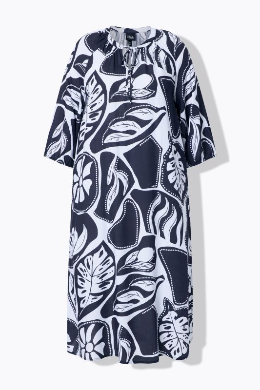 Рокля с графичен тропически принт