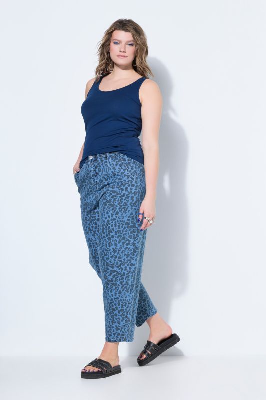 Leopard Print Elastic Waist Balloon Jeans