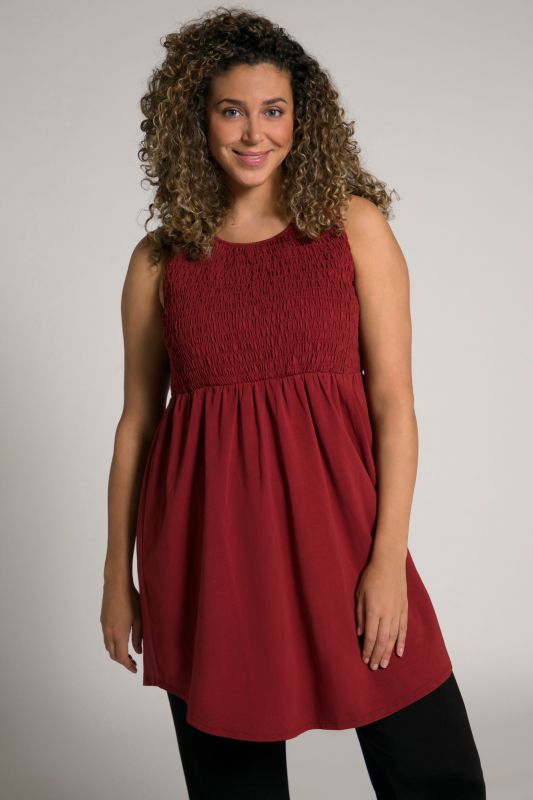 Smocked Bodice Round Neck Tank Tunic Dress