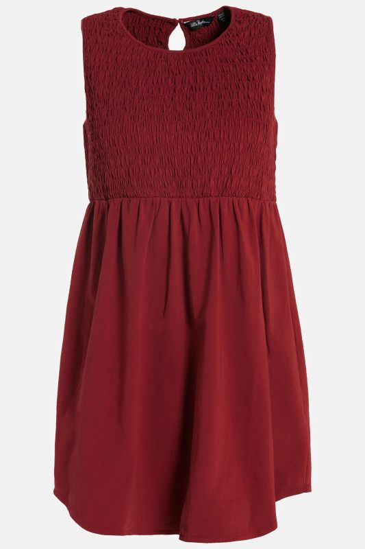 Smocked Bodice Round Neck Tank Tunic Dress