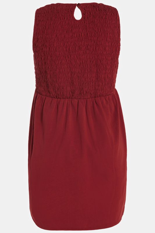 Smocked Bodice Round Neck Tank Tunic Dress