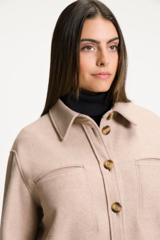 Long Button Front Rounded Hem Flannel Shacket