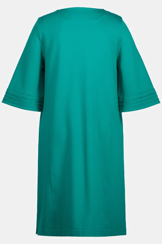 Bell Sleeve V-Neck Ponte Stretch Knit Dress