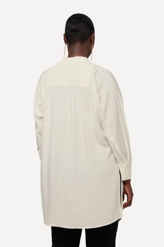 Tuxedo Inset Batwing Sleeve Tunic Blouse