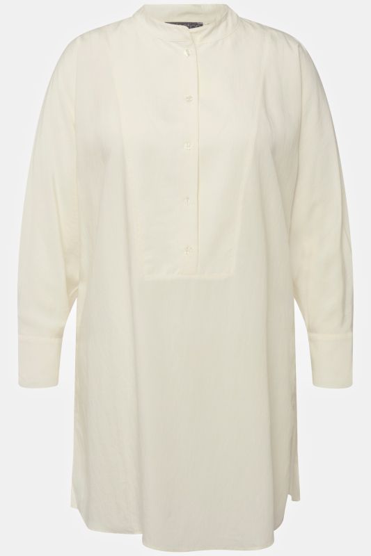 Tuxedo Inset Batwing Sleeve Tunic Blouse