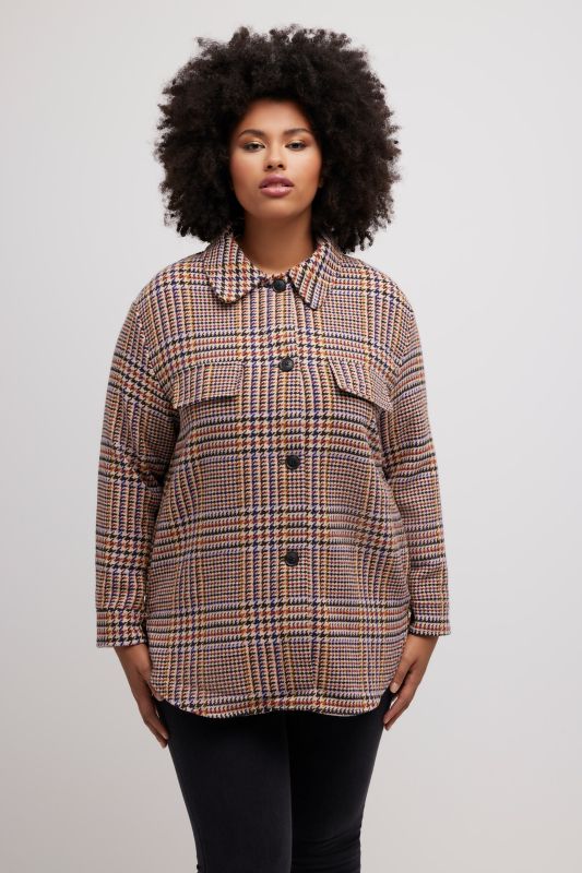 Houndstooth Check Button Front Jacket