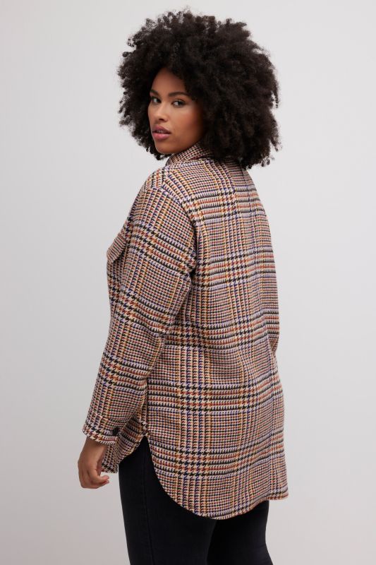 Houndstooth Check Button Front Jacket
