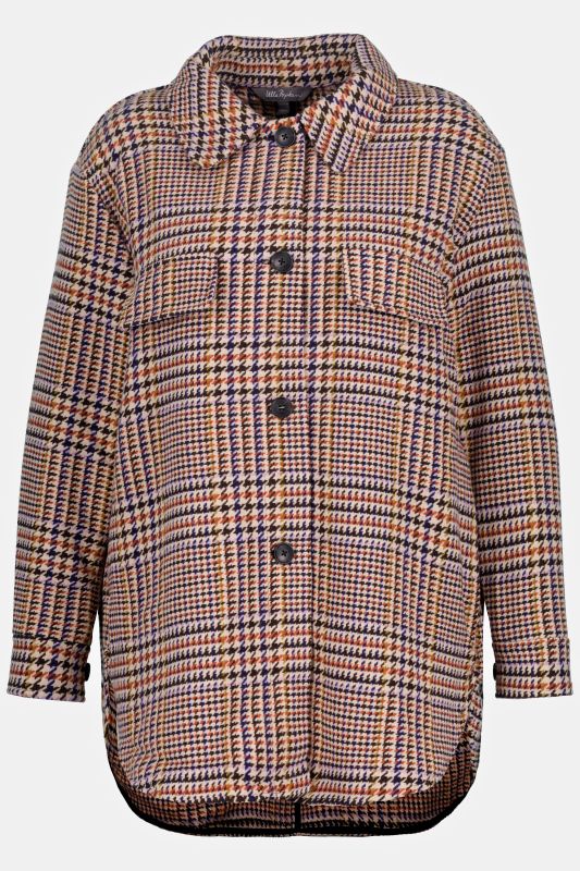 Houndstooth Check Button Front Jacket