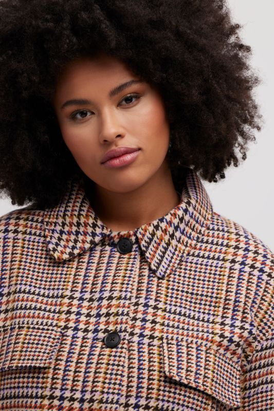 Houndstooth Check Button Front Jacket