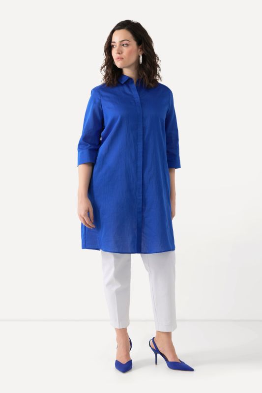 Extra Long 3/4 Sleeve Shirt Dress