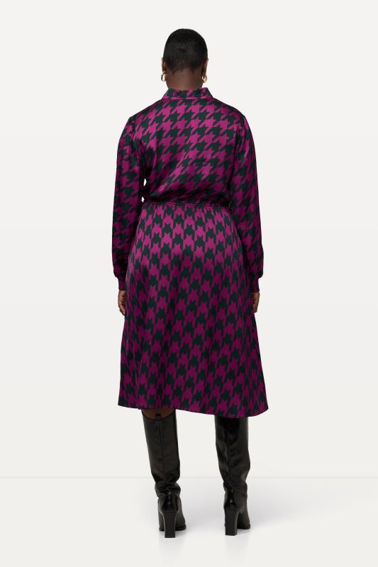 Houndstooth Print Midi Dress