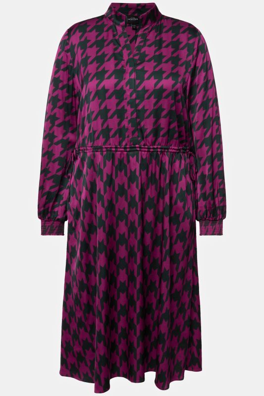 Houndstooth Print Midi Dress