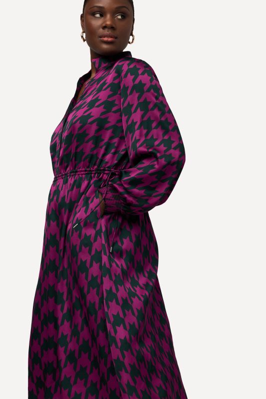 Houndstooth Print Midi Dress