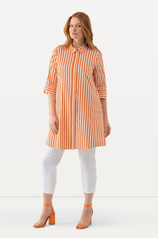 Longline Striped Button Down Blouse