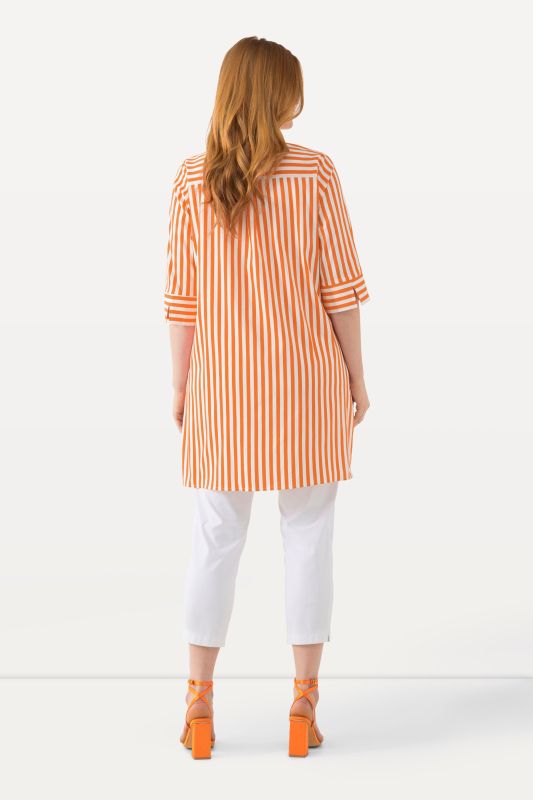 Longline Striped Button Down Blouse