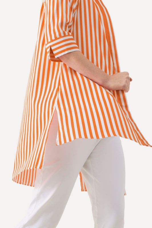 Longline Striped Button Down Blouse
