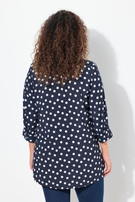 Notch Neck Print Tunic Blouse