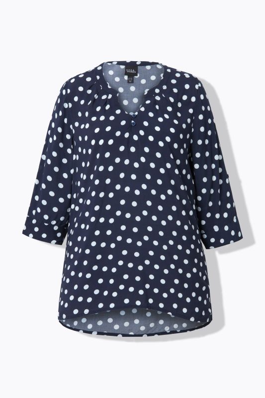 Notch Neck Print Tunic Blouse