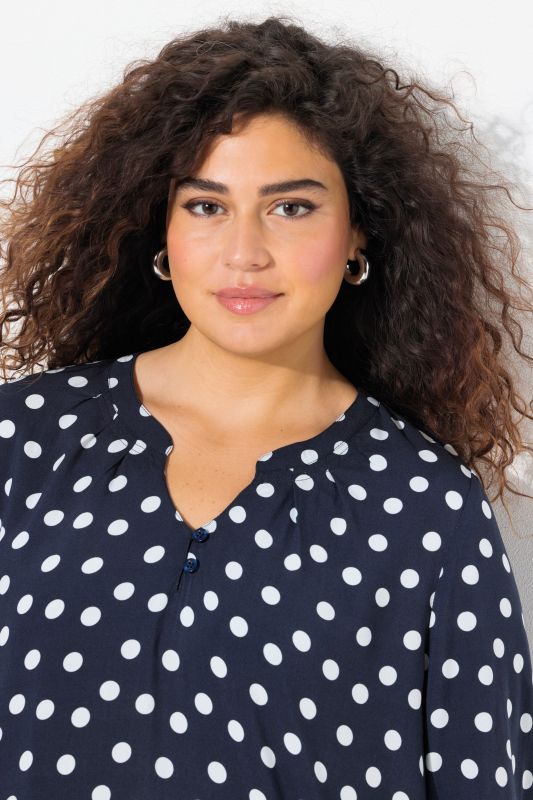 Notch Neck Print Tunic Blouse