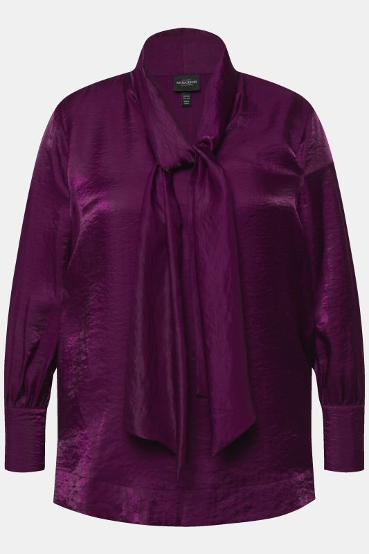 Ruffled Necktie Long Sleeve Blouse