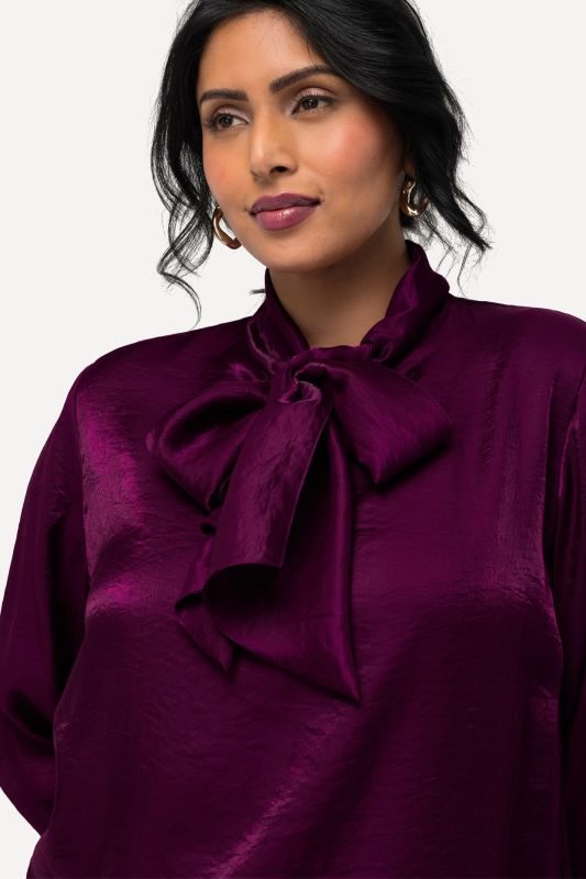 Ruffled Necktie Long Sleeve Blouse
