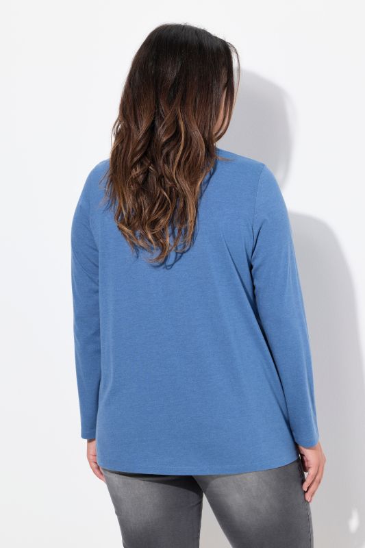 Pleated Rhinestone Detail Long Sleeve Tee