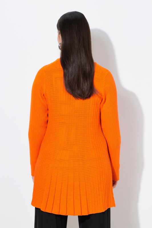 Pleated Longline Open Shape Cardigan