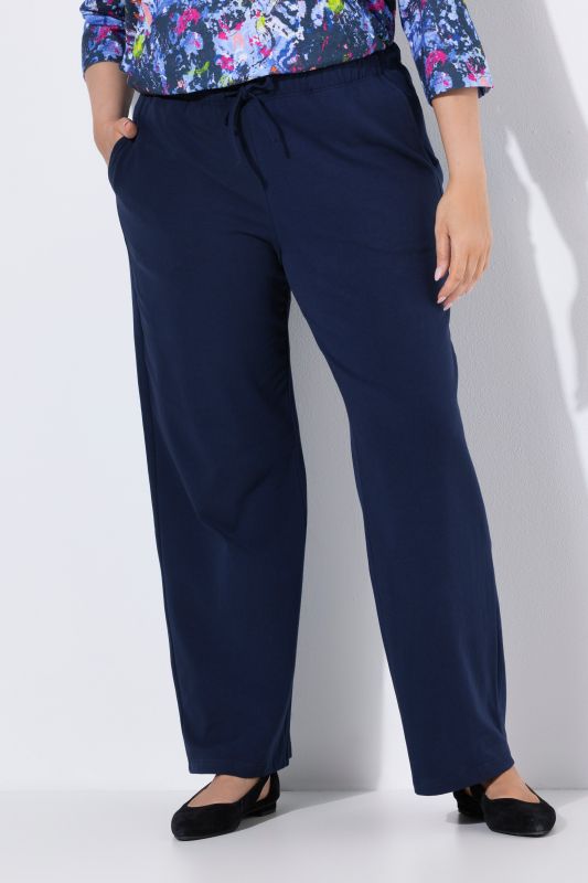 Stretch Cotton Knit Drawstring Elastic Waist Pocket Pants