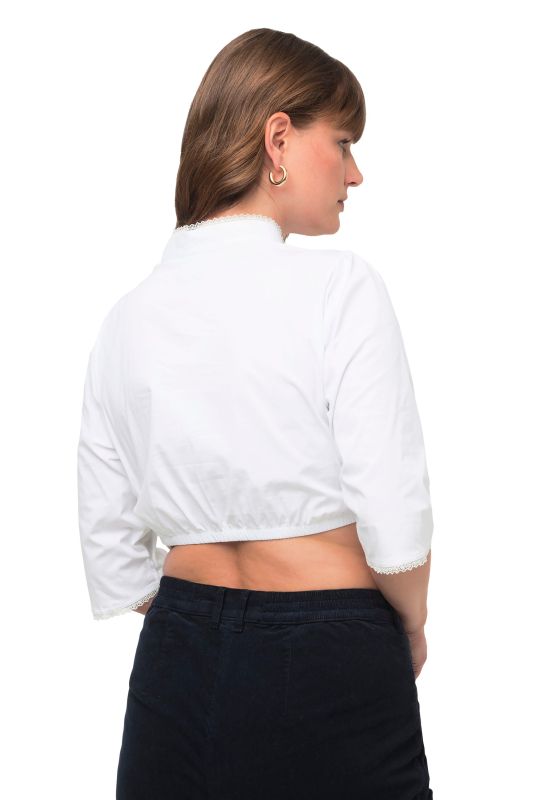 Cropped Collared 3/4 Sleeve Dirndl Blouse