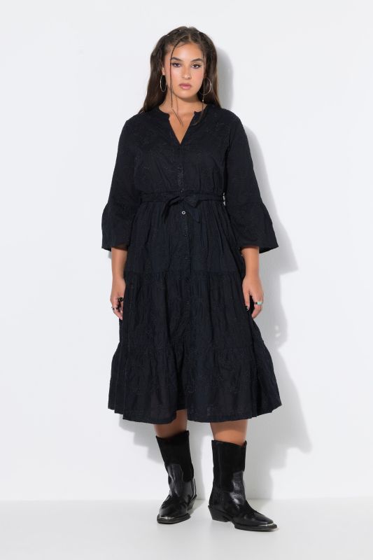 Floral Embroidered Ruffle Dress