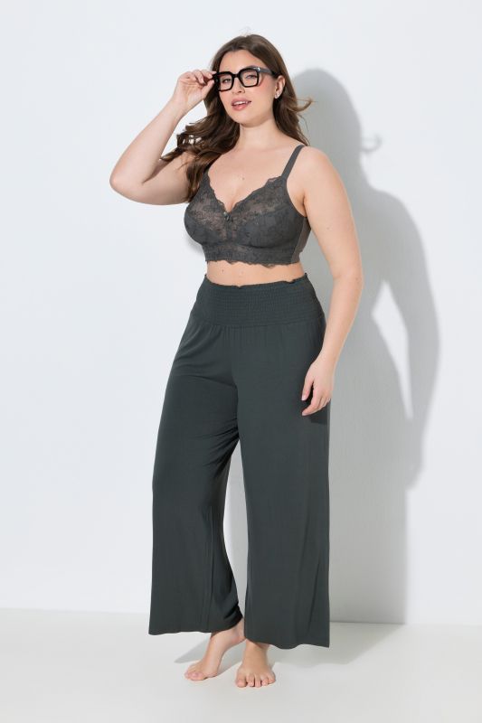 Wide Leg Smocked Waist Knit Pants