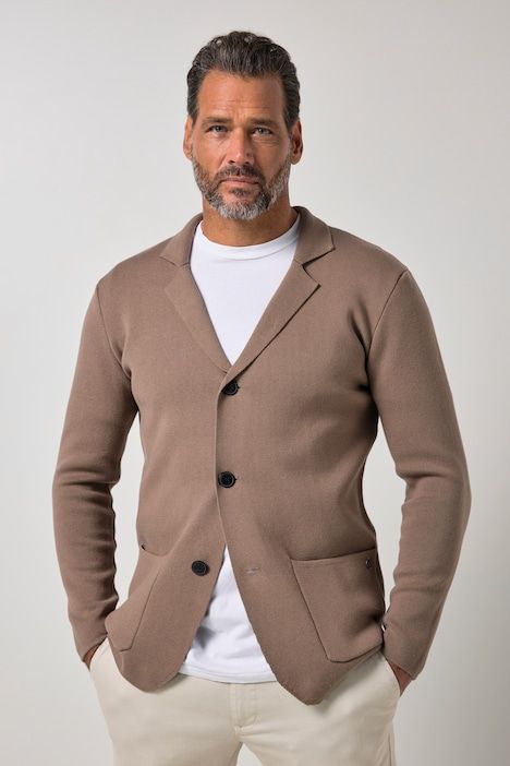 Knitted jacket, FLEXNAMIC®, Milano knitwear, lapel collar, up to 8 XL