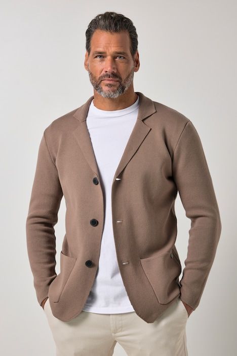 Knitted jacket, FLEXNAMIC®, Milano knitwear, lapel collar, up to 8 XL