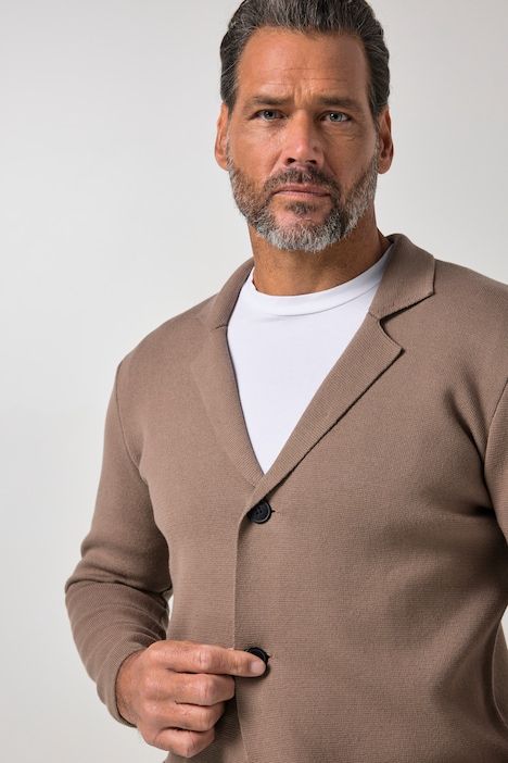 Knitted jacket, FLEXNAMIC®, Milano knitwear, lapel collar, up to 8 XL