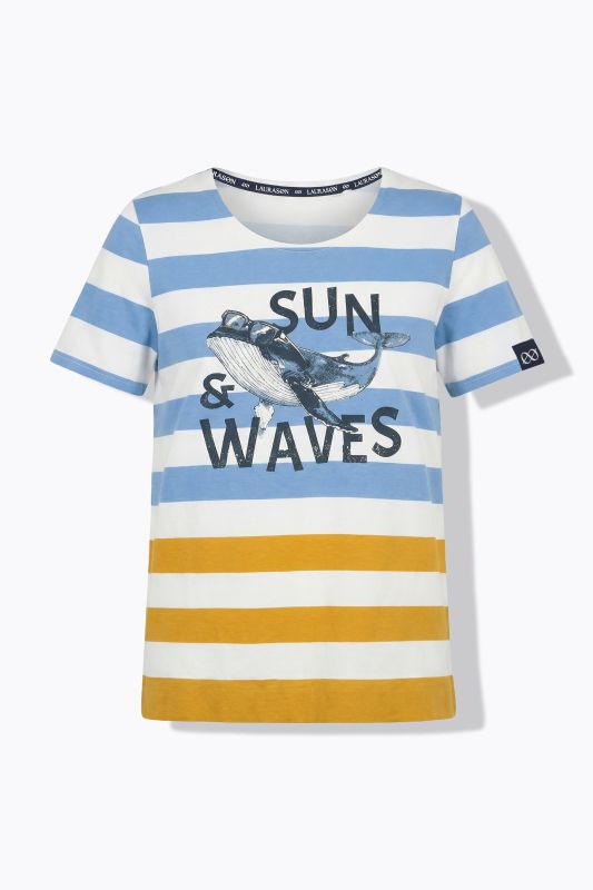 Sun And Waves Striped Graphic Tee