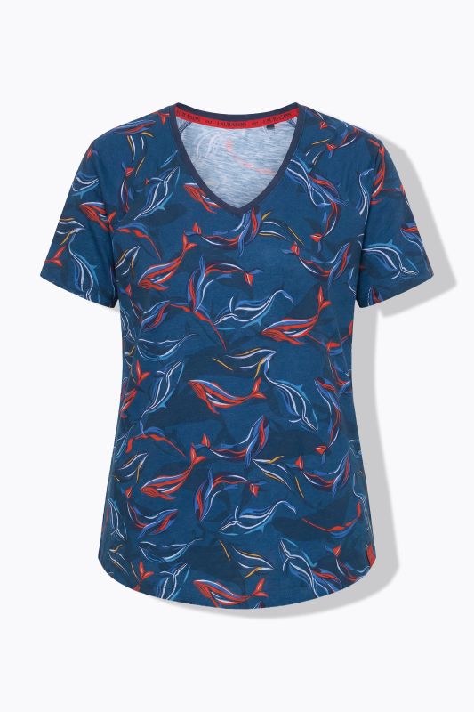 Whale Print V-Neck Tee