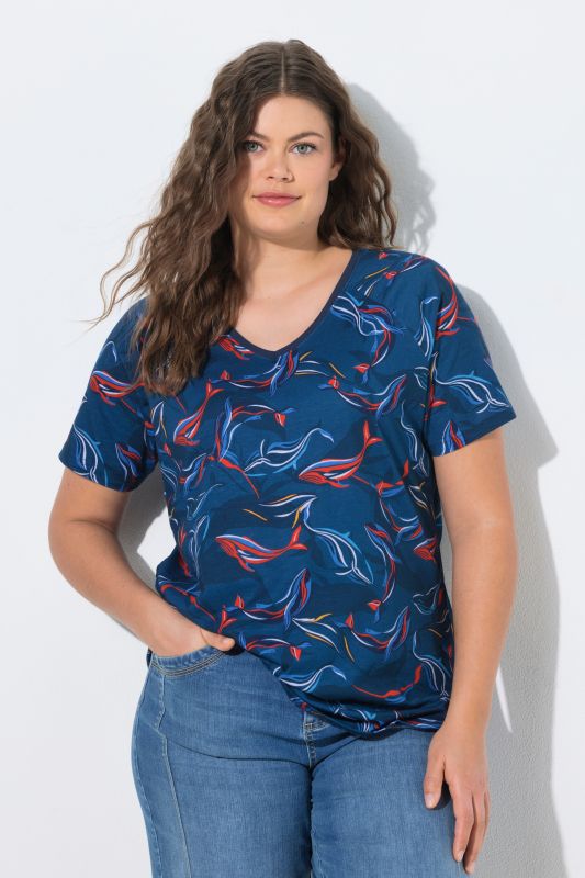 Whale Print V-Neck Tee