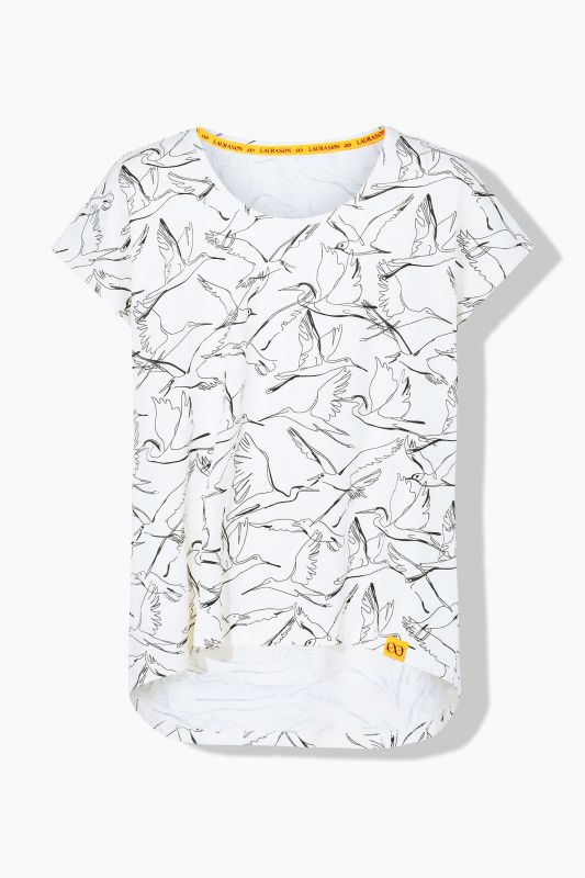 Crane Print Cap Sleeve Tee