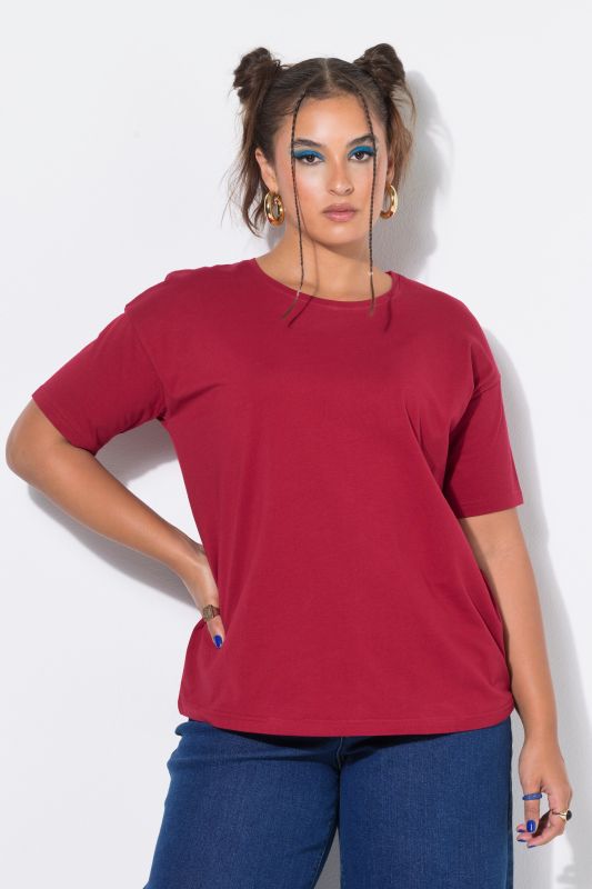 Round Neck Short Sleeve Relaxed Fit Cotton Tee
