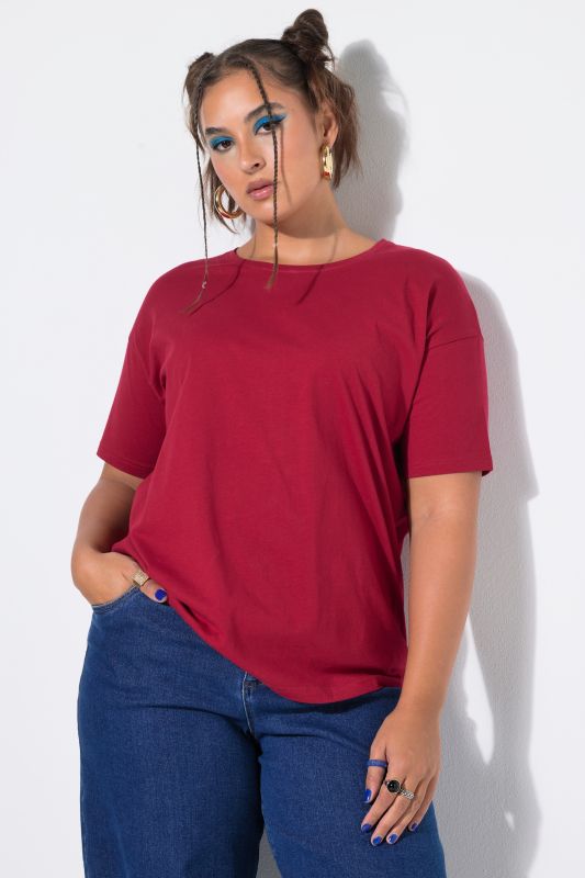 Round Neck Short Sleeve Relaxed Fit Cotton Tee