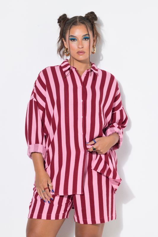 shirt blouse, oversized, muslin, stripes, long sleeve