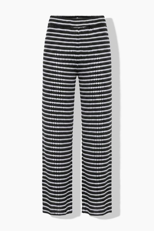 Textured Stripe Elastic Waist Pants