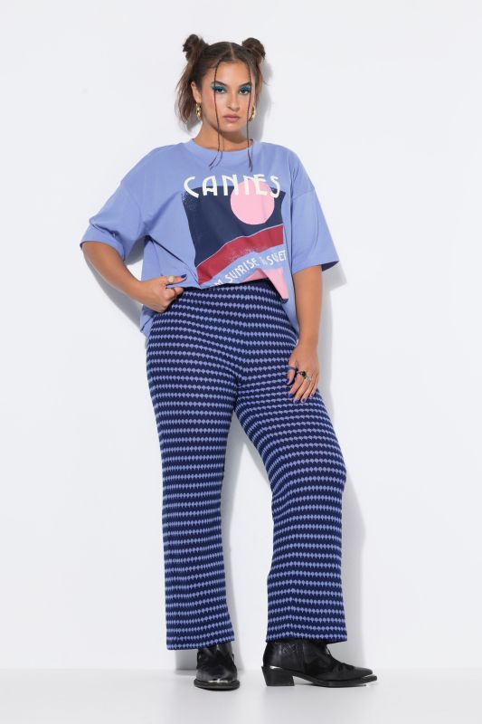 Textured Stripe Elastic Waist Pants