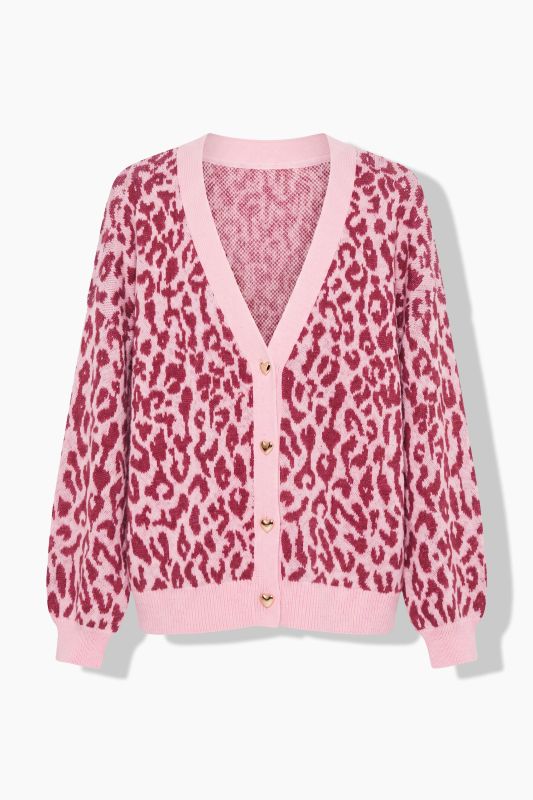 Oversized Leopard Jacquard Cardigan