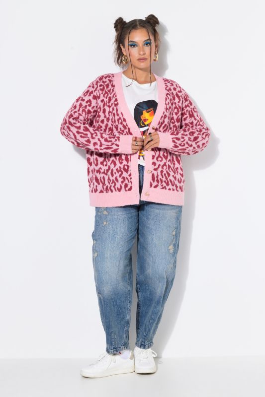 Oversized Leopard Jacquard Cardigan