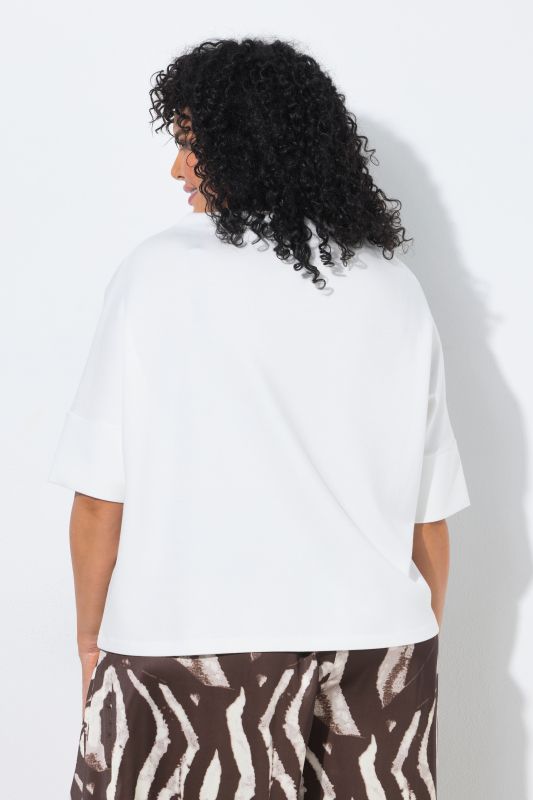 Asymmetric Draped Shoulder Oversized Fit Stretch Sweatshirt