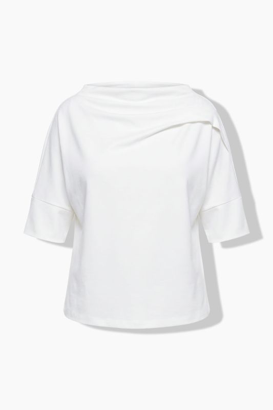 Asymmetric Draped Shoulder Oversized Fit Stretch Sweatshirt