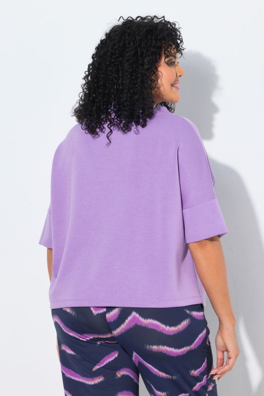 Asymmetric Draped Shoulder Oversized Fit Stretch Sweatshirt